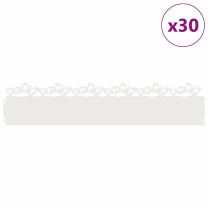 Lawn Edgings 30 pcs White 103 x 0.05 x 22 cm Steel