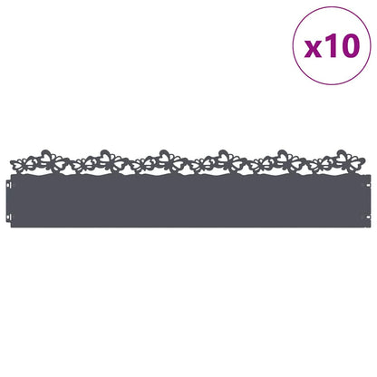 Lawn Edgings 10 pcs Anthracite 103 x 0.05 x 22 cm Steel