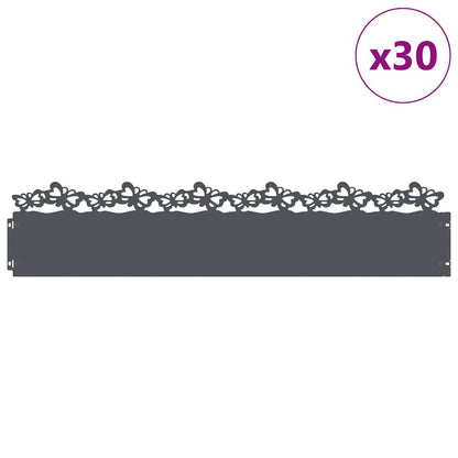 Lawn Edgings 30 pcs Anthracite 103 x 0.05 x 22 cm Steel