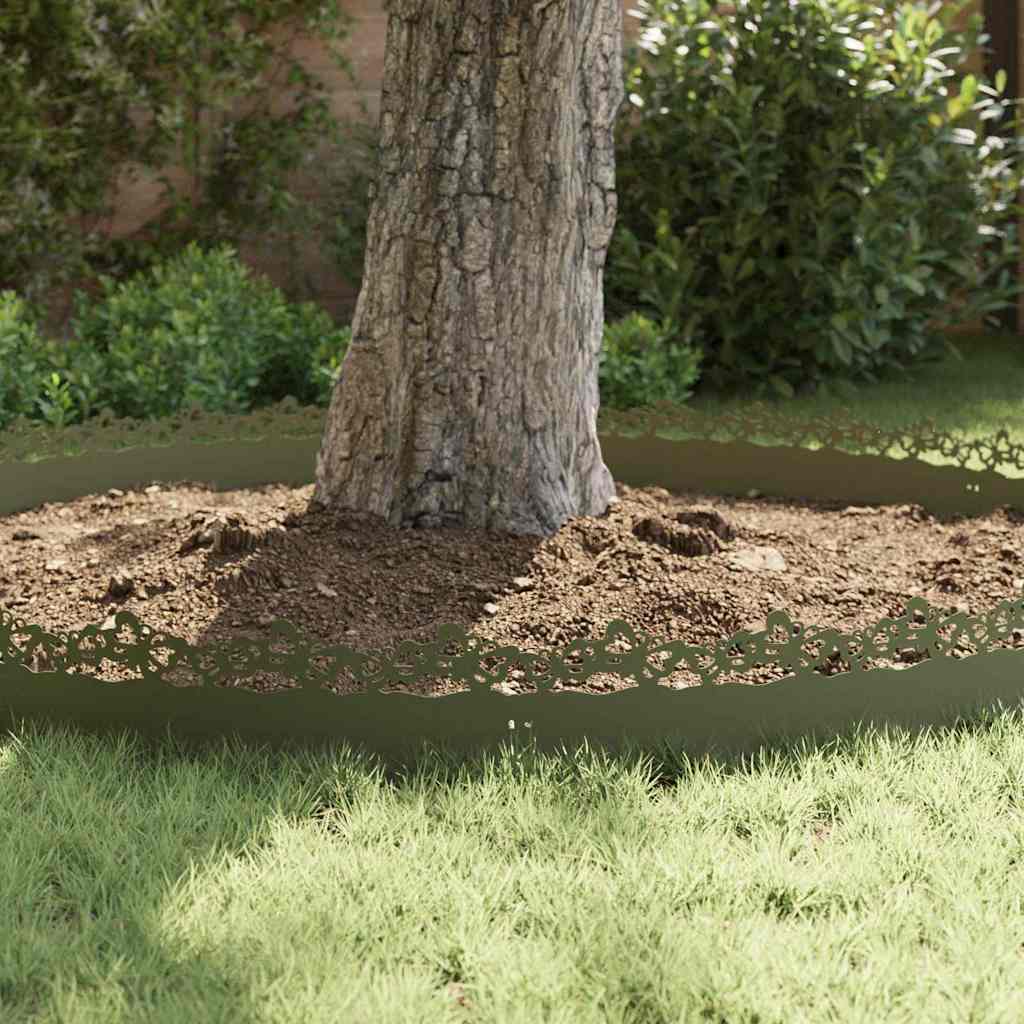 Lawn Edgings 20 pcs Olive Green 103 x 0.05 x 22 cm Steel