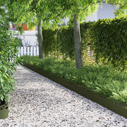 Lawn Edgings 20 pcs Olive Green 103 x 0.05 x 22 cm Steel