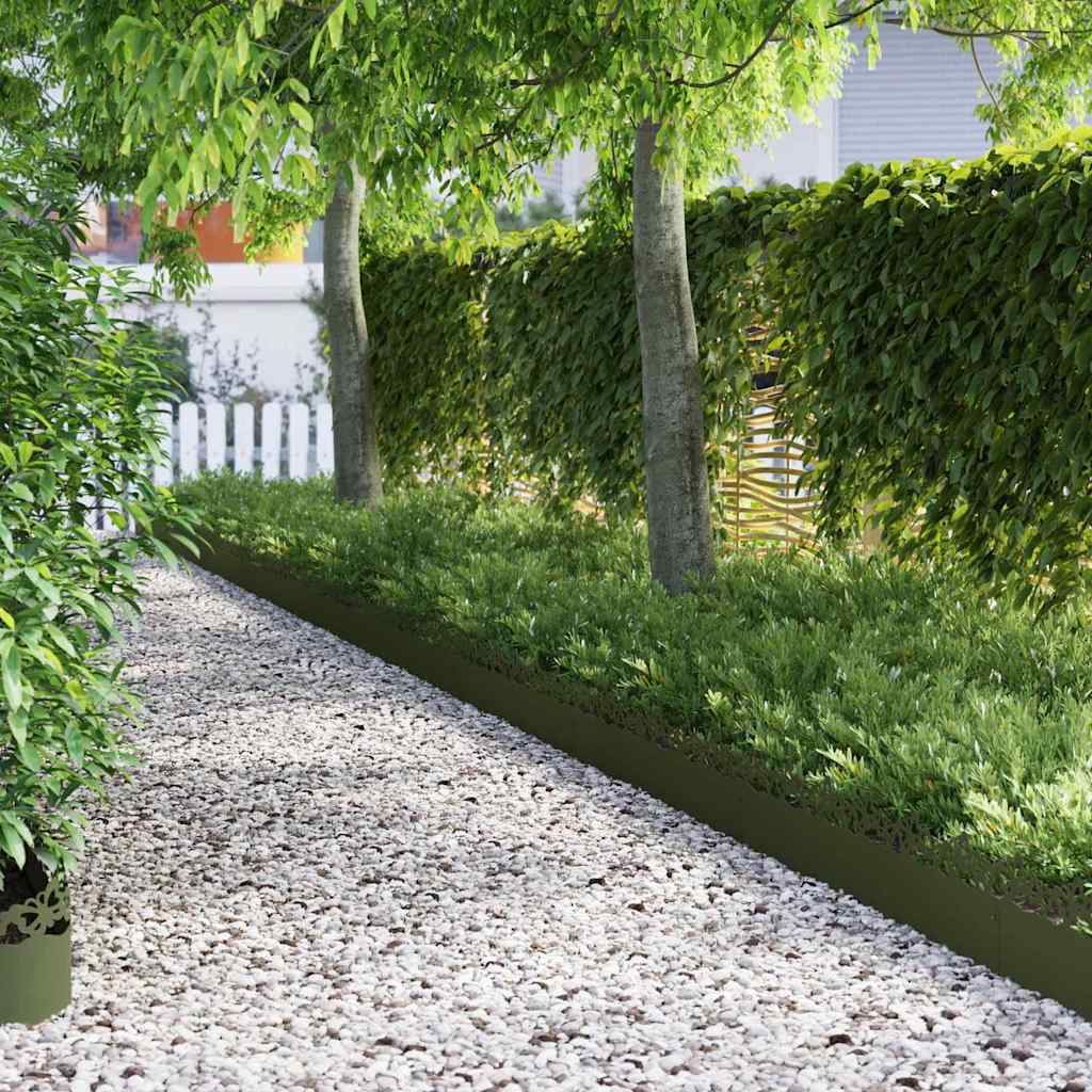 Lawn Edgings 30 pcs Olive Green 103 x 0.05 x 22 cm Steel