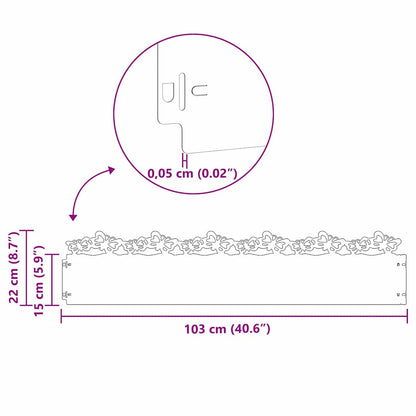 Lawn Edgings 20 pcs 103 x 0.05 x 22 cm Stainless Steel Silver