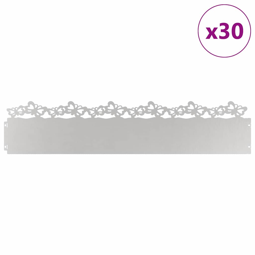 Lawn Edgings 30 pcs 103 x 0.05 x 22 cm Stainless Steel Silver