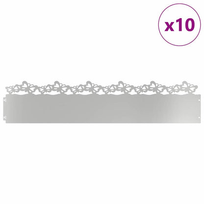 Lawn Edgings 10 pcs Silver 103 x 0.05 x 22 cm Galvanised Steel