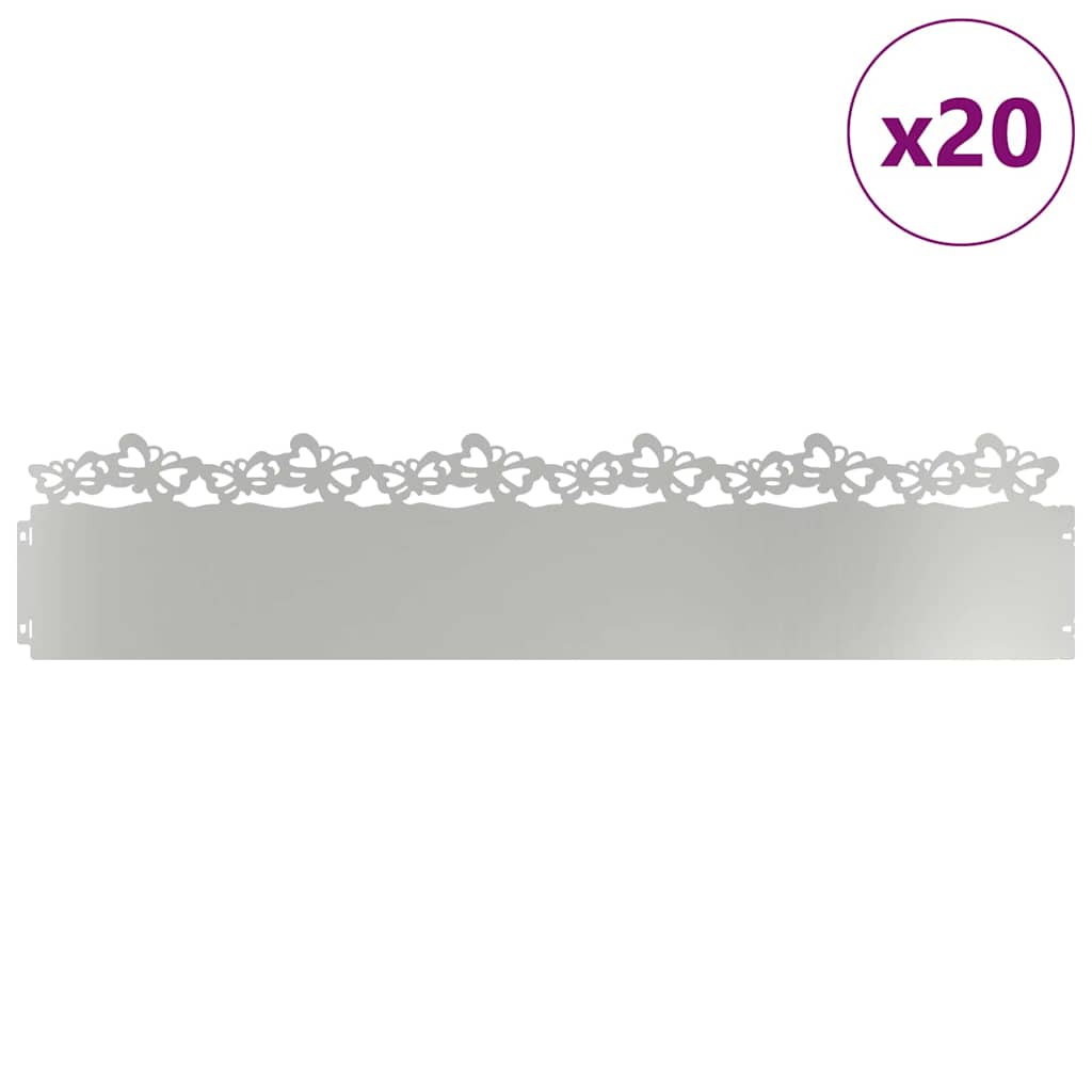 Lawn Edgings 20 pcs Silver 103 x 0.05 x 22 cm Galvanised Steel