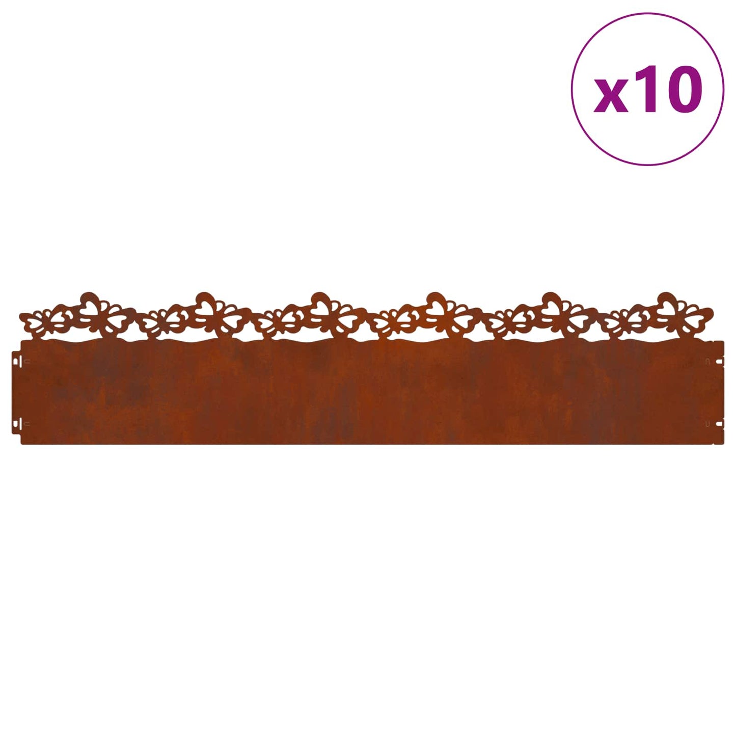 Lawn Edgings 10 pcs Rusty 103 x 0.05 x 22 cm Weathering Steel