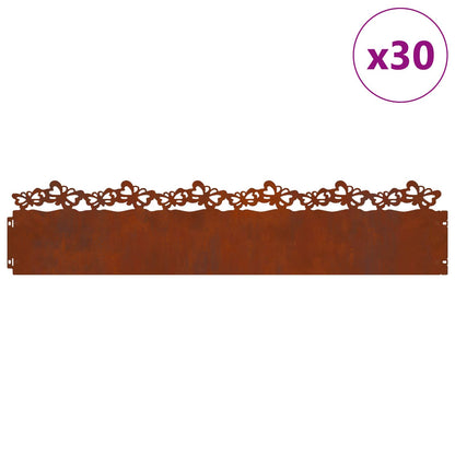 Lawn Edgings 30 pcs Rusty 103 x 0.05 x 22 cm Weathering Steel