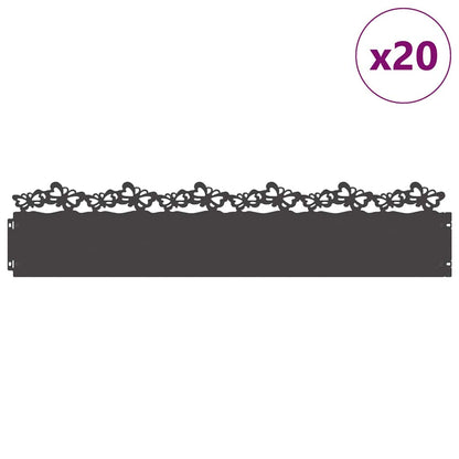Lawn Edgings 20 pcs Black 103 x 0.05 x 22 cm Steel