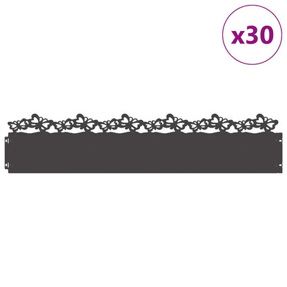 Lawn Edgings 30 pcs Black 103 x 0.05 x 22 cm Steel