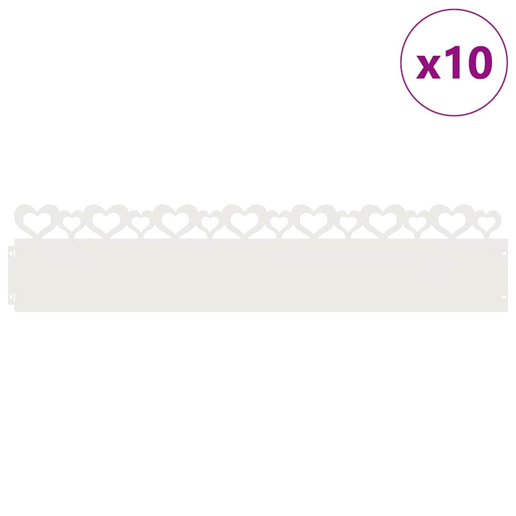 Lawn Edgings 10 pcs White 103 x 0.05 x 22 cm Steel