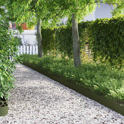 Lawn Edgings 20 pcs Olive Green 103 x 0.05 x 22 cm Steel