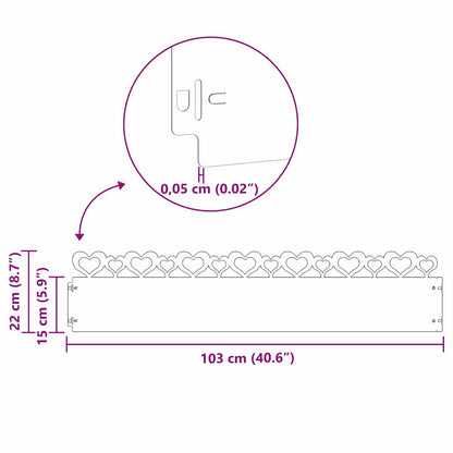 Lawn Edgings 20 pcs 103 x 0.05 x 22 cm Stainless Steel Silver