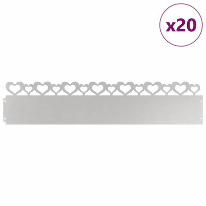 Lawn Edgings 20 pcs 103 x 0.05 x 22 cm Stainless Steel Silver