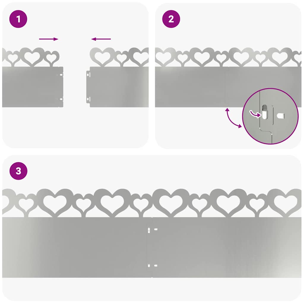 Lawn Edgings 10 pcs Silver 103 x 0.05 x 22 cm Galvanised Steel