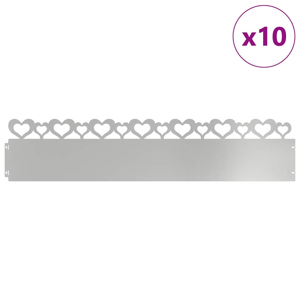 Lawn Edgings 10 pcs Silver 103 x 0.05 x 22 cm Galvanised Steel