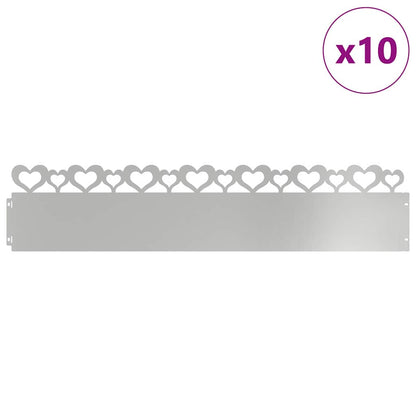 Lawn Edgings 10 pcs Silver 103 x 0.05 x 22 cm Galvanised Steel