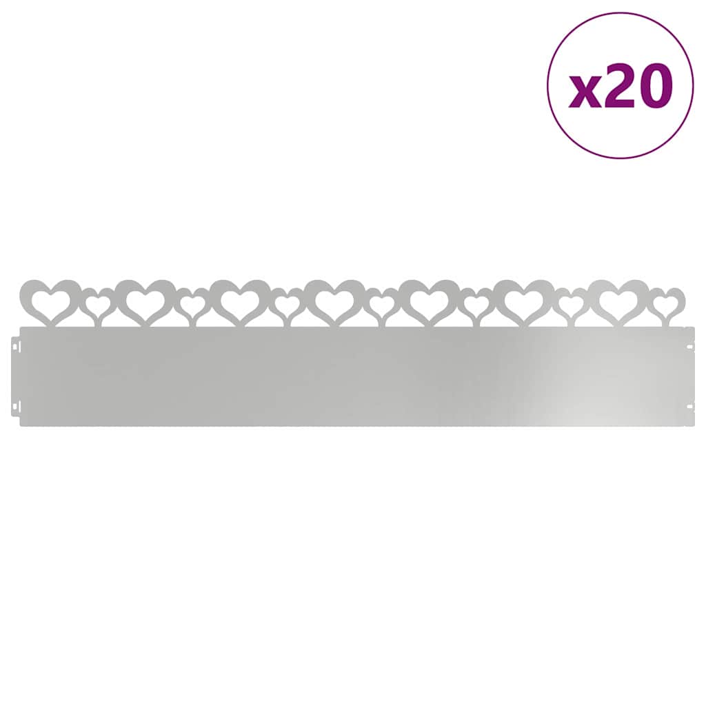 Lawn Edgings 20 pcs Silver 103 x 0.05 x 22 cm Galvanised Steel