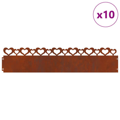 Lawn Edgings 10 pcs Rusty 103 x 0.05 x 22 cm Weathering Steel