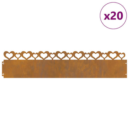 Lawn Edgings 20 pcs Rusty 103 x 0.05 x 22 cm Weathering Steel