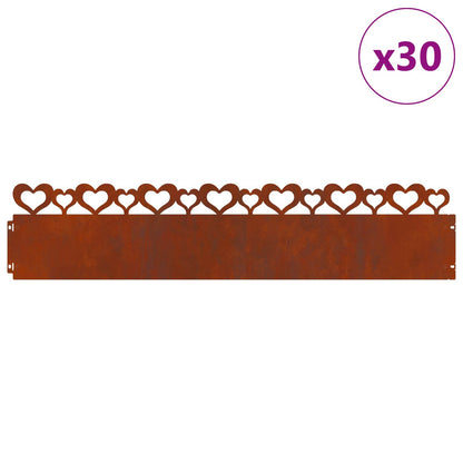 Lawn Edgings 30 pcs Rusty 103 x 0.05 x 22 cm Weathering Steel
