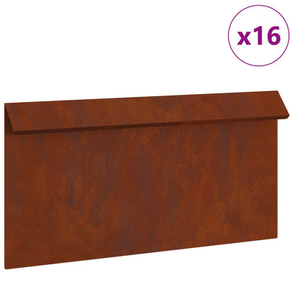Snail Fence 16 pcs Rusty 50 x 3.5 x 25 cm Weathering Steel