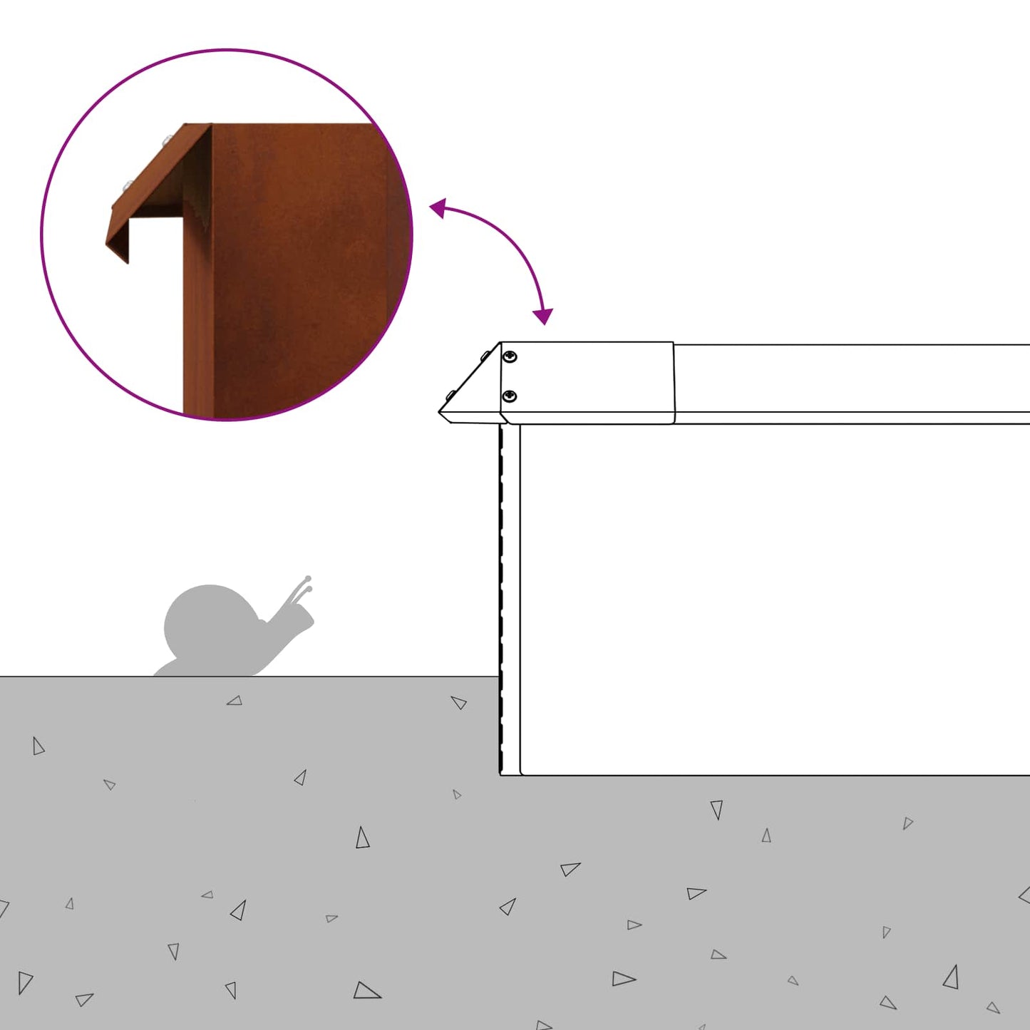 Snail Fence Rusty 100 x 3.5 x 25 cm Weathering Steel
