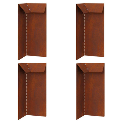 Snail Fence 4 pcs Rusty 10 x 10 x 25 cm Weathering Steel