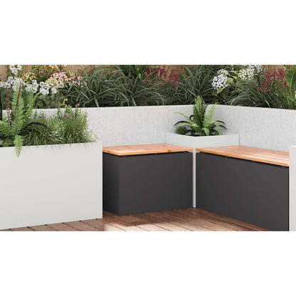 Garden Bench Black 60 x 40 x 43 cm Solid Douglas Wood and Steel