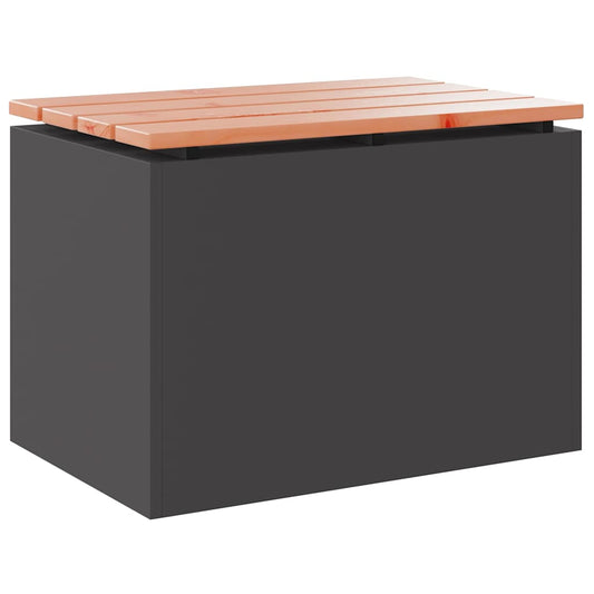 Garden Bench Black 60 x 40 x 43 cm Solid Douglas Wood and Steel