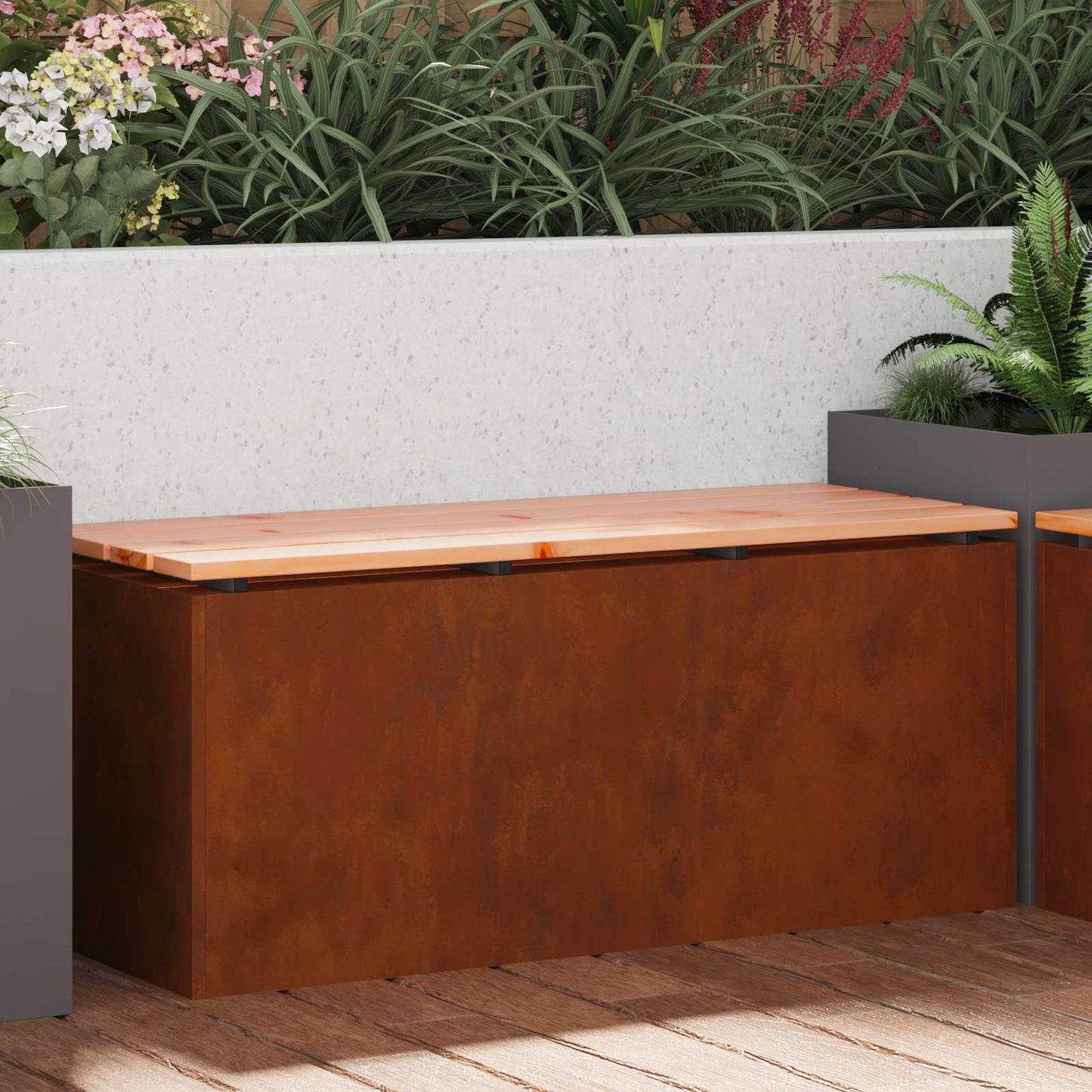 Garden Bench Rusty 100 x 40 x 43 cm Weathering steel
