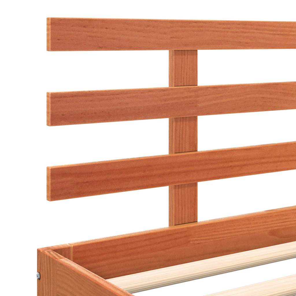 Bed Frame Wax Brown 203.5 x 205.5 x 69.5 cm Solid Wood Pine