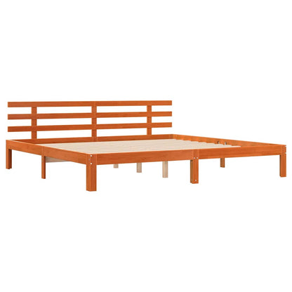 Bed Frame Wax Brown 203.5 x 205.5 x 69.5 cm Solid Wood Pine