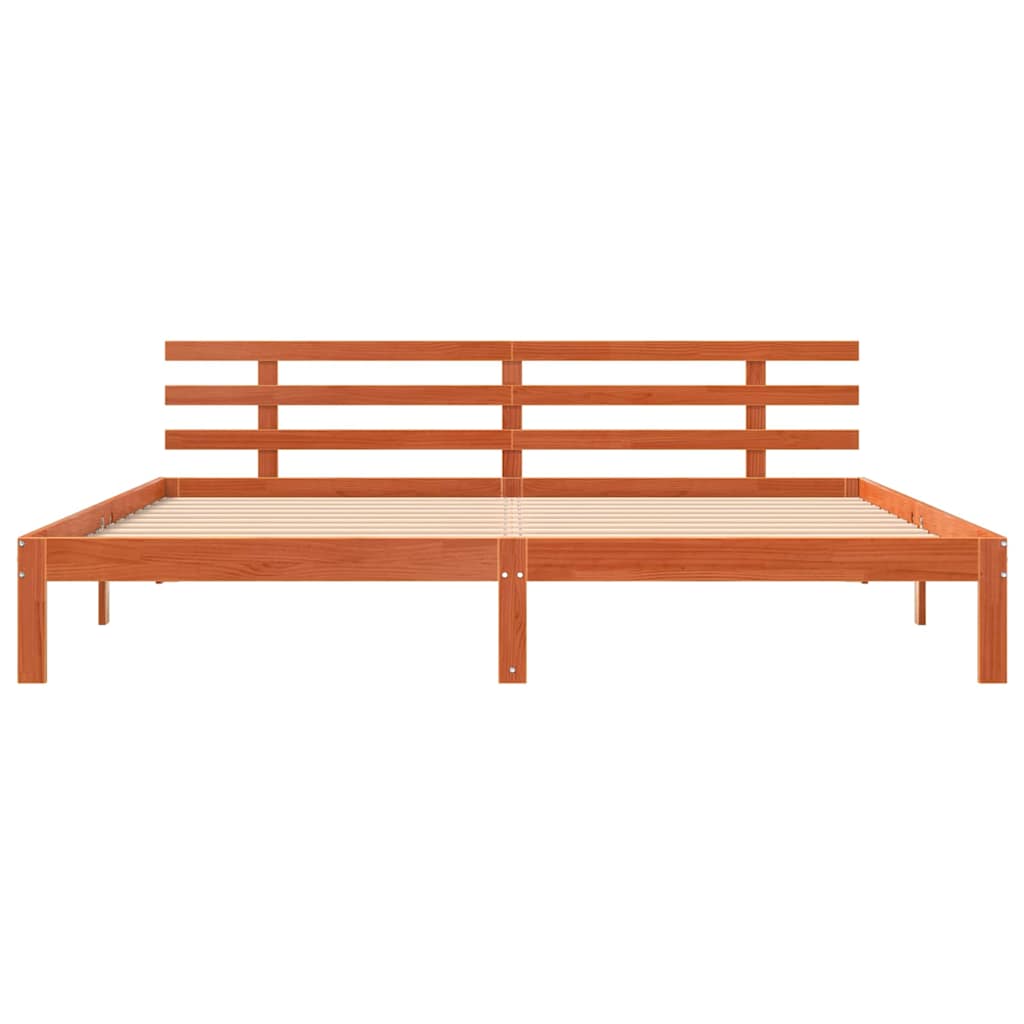 Bed Frame Wax Brown 203.5 x 205.5 x 69.5 cm Solid Wood Pine
