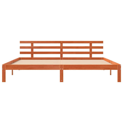 Bed Frame Wax Brown 203.5 x 205.5 x 69.5 cm Solid Wood Pine