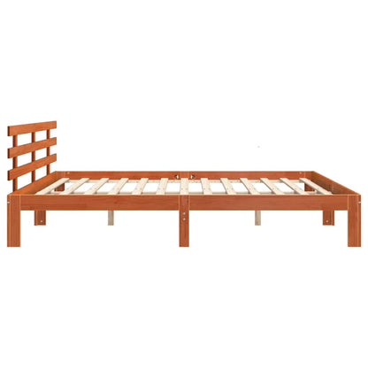Bed Frame Wax Brown 203.5 x 205.5 x 69.5 cm Solid Wood Pine