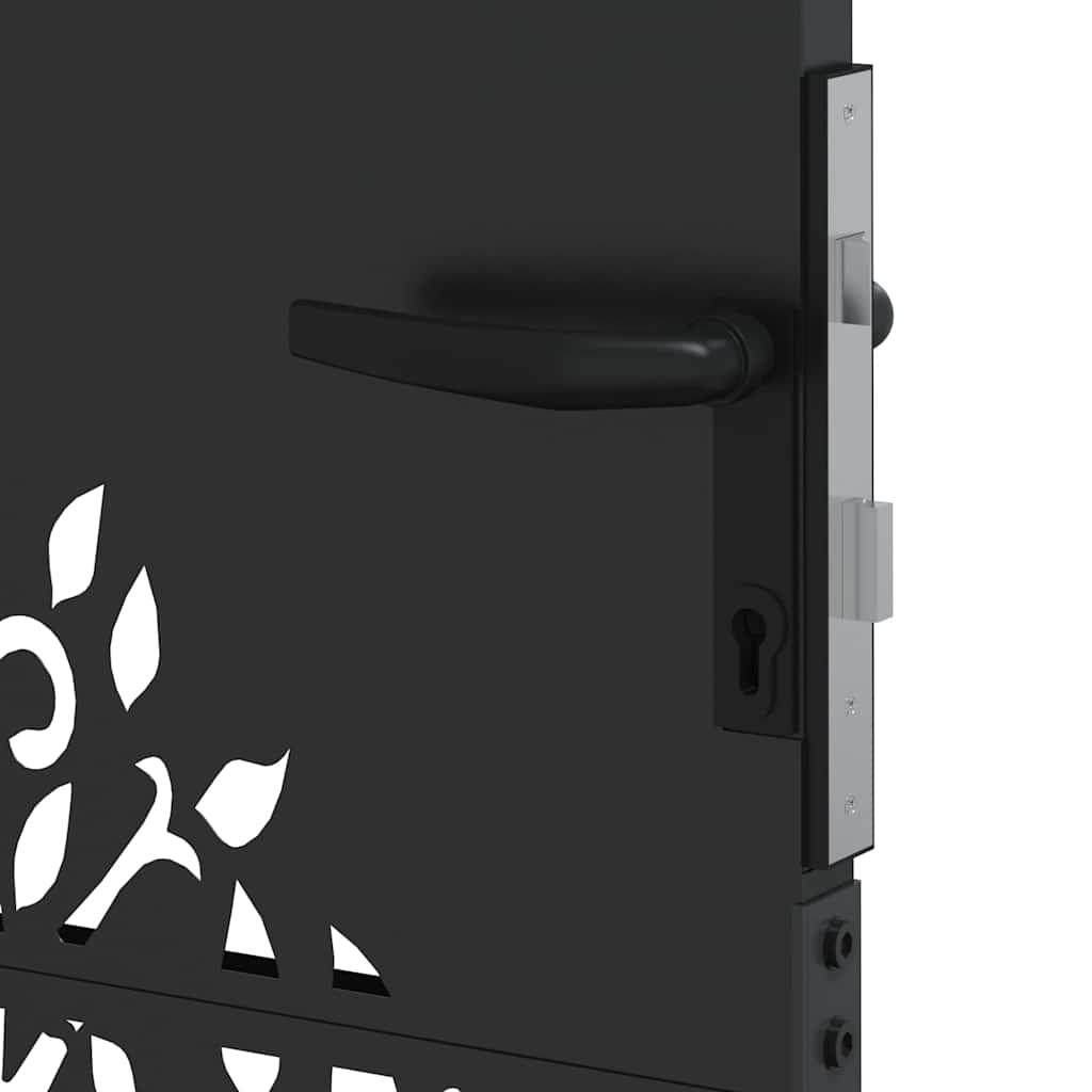 Garden Gate with Lock Black 85 x 100 cm Powder-coated steel