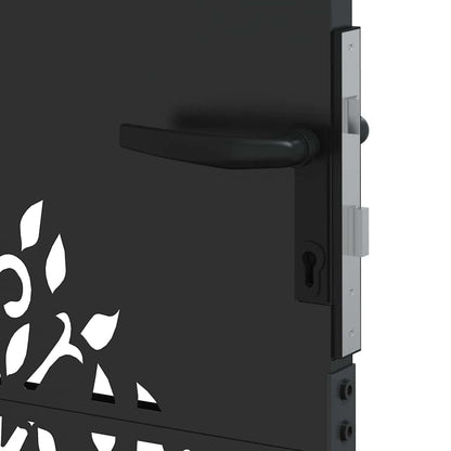 Garden Gate with Lock Black 85 x 100 cm Powder-coated steel