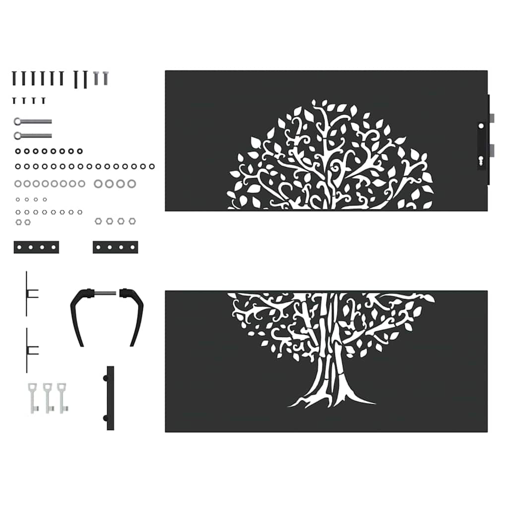 Garden Gate with Lock Black 85 x 100 cm Powder-coated steel