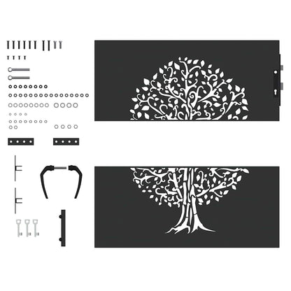 Garden Gate with Lock Black 85 x 100 cm Powder-coated steel