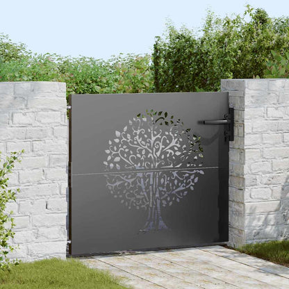 Garden Gate with Lock Black 85 x 100 cm Powder-coated steel