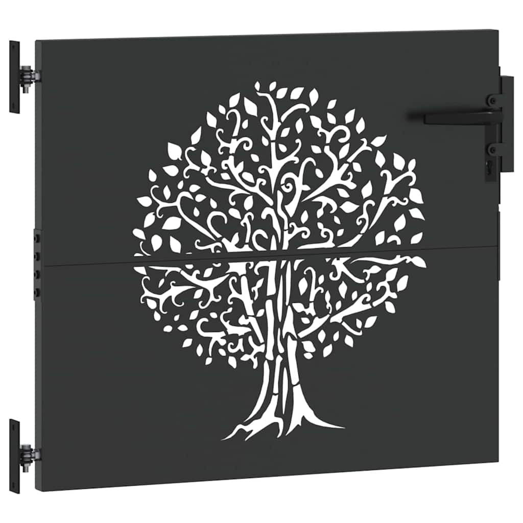 Garden Gate with Lock Black 85 x 100 cm Powder-coated steel