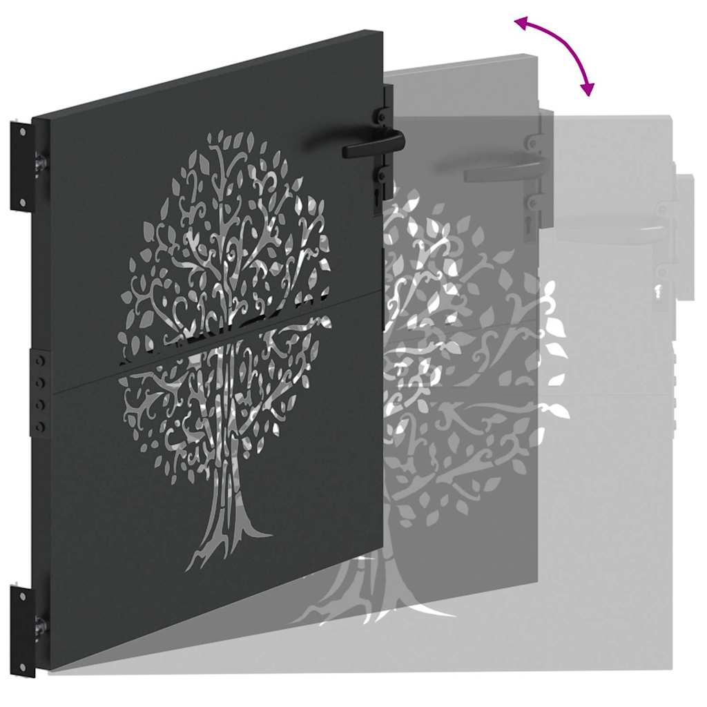 Garden Gate with Lock Black 85 x 100 cm Powder-coated steel