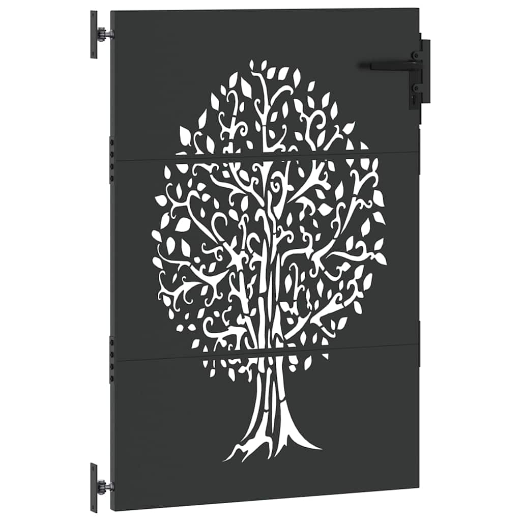 Garden Gate with Lock Black 85 x 125 cm Powder-coated steel