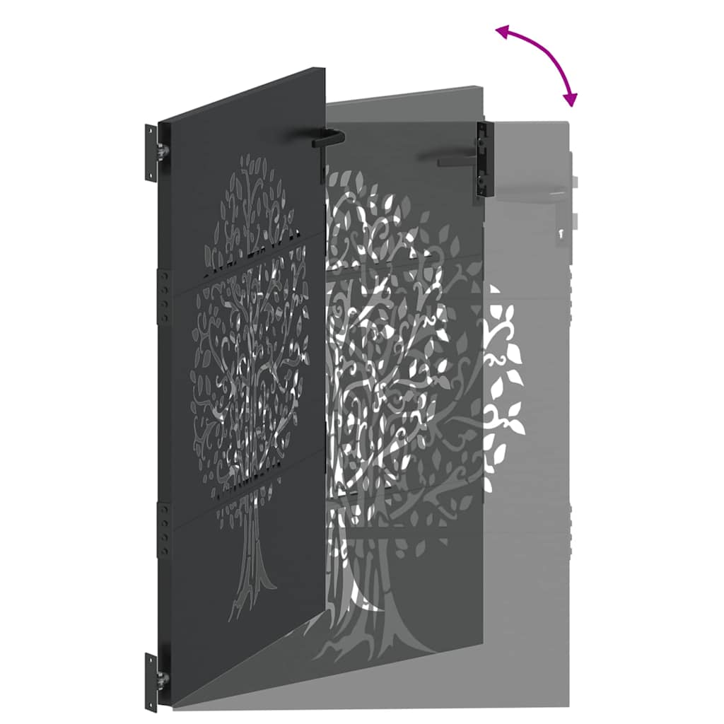 Garden Gate with Lock Black 85 x 125 cm Powder-coated steel
