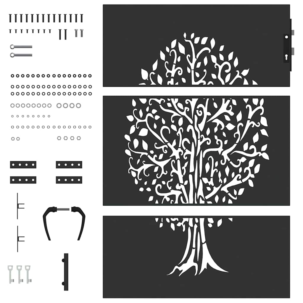Garden Gate with Lock Black 85 x 150 cm Powder-coated steel
