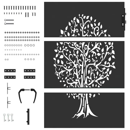 Garden Gate with Lock Black 85 x 150 cm Powder-coated steel