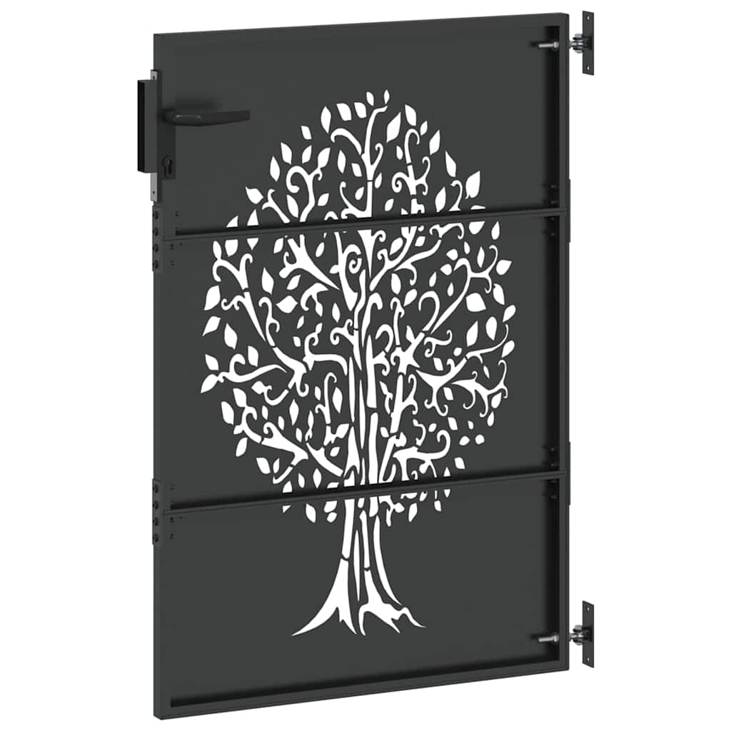 Garden Gate with Lock Black 85 x 150 cm Powder-coated steel