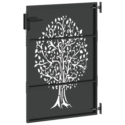 Garden Gate with Lock Black 85 x 150 cm Powder-coated steel