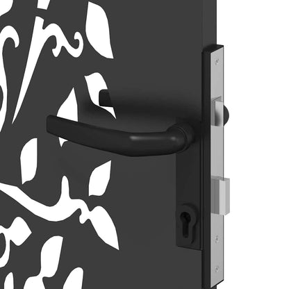 Garden Gate with Lock Black 85 x 175 cm Powder-coated steel